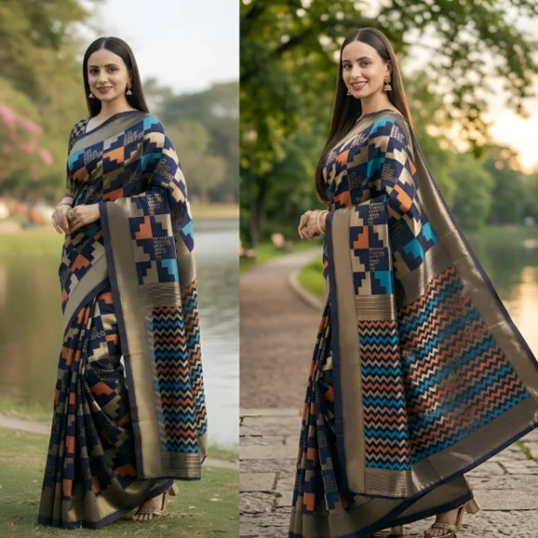 Blue Color Exclusive Luxury Stylish Glorious Design Saree